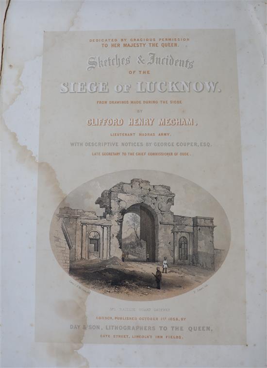 Mecham, Clifford Henry - Sketches and Incidents of the Siege of Lucknow, folio, original cloth, soiled and faded,